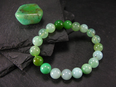 Chrysoprase Genuine Bracelet ~ 6.5 Inches ~ 10mm Round Beads