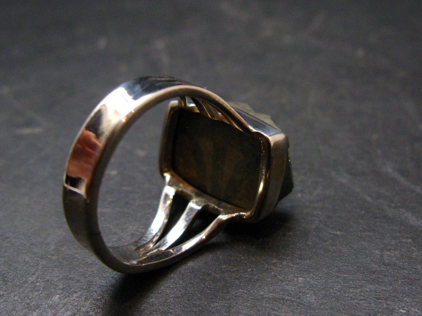 Large Raw Pyrite Silver Ring From Peru - 7.33 Grams - Size 8