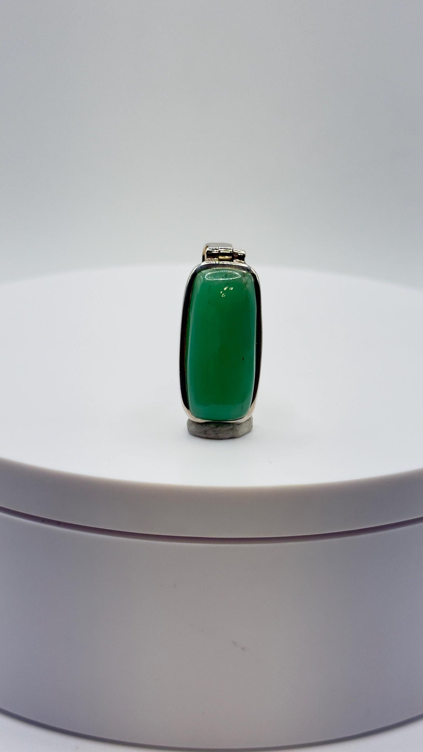 Natural Chrysoprase Pendant – Green Gemstone Sterling Silver Jewelry - Weight 6.07 g