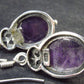 Minimalist Oval Shaped Cabochon Natural Amethyst 925 Sterling Silver Drop Earrings - 1.3" - 6.7 Grams