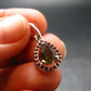 Moldavite Tektite & Red Garnet Silver Pendant from Czech Republic - 0.8"