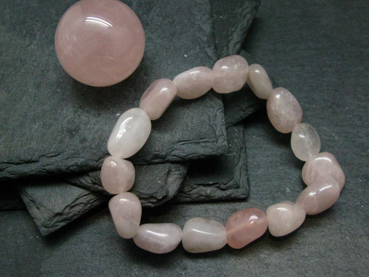 Rose Quartz Genuine Bracelet ~ 7 Inches ~ Tumbled Beads
