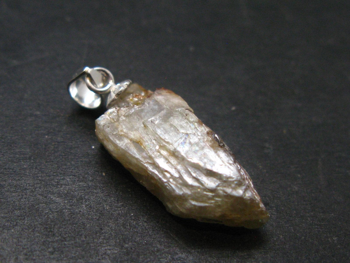 Gem Color Change See-Thru Straw Terminated Crystal Diaspore Crystal Silver Pendant From Turkey - 0.9" - 2.13 Grams