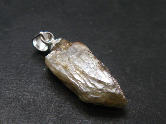 Gem Color Change See-Thru Straw Terminated Crystal Diaspore Crystal Silver Pendant From Turkey - 0.9" - 2.13 Grams