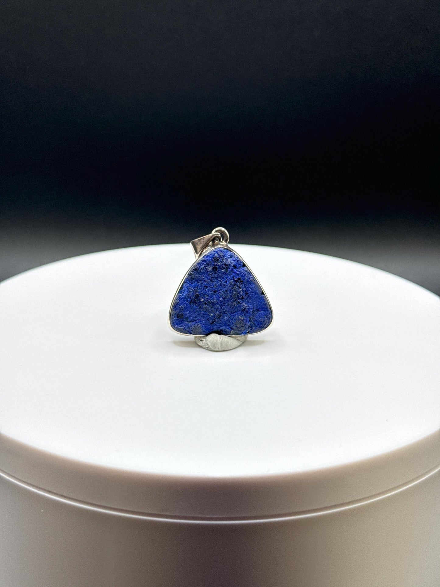 Natural Azurite Silver Pendant | Raw Blue Gemstone Jewelry