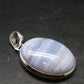 Rare Blue Lace Holly Chalcedony Agate Silver Plated Pendant From Malawi - 1.5" - 8.4 Grams