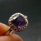 Siberian Amethyst!! Natural Faceted Rich Purple Amethyst 925 Silver Ring with CZ - 2.21 Grams - Size 6
