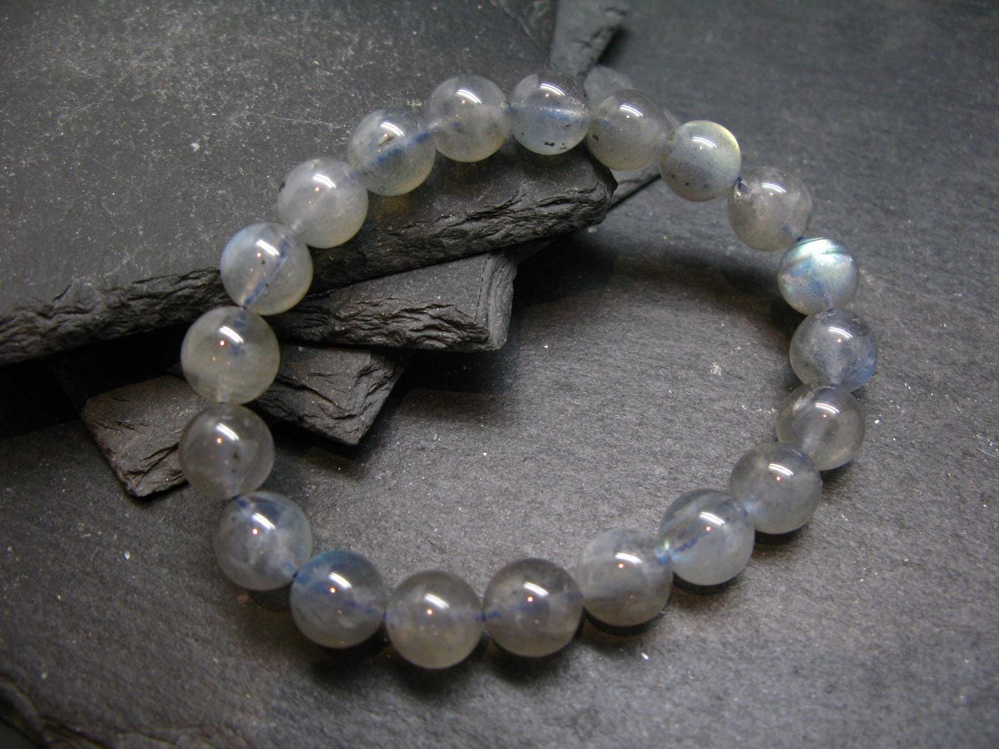 Labradorite Genuine Bracelet ~ 7 Inches ~ 10mm Round Beads