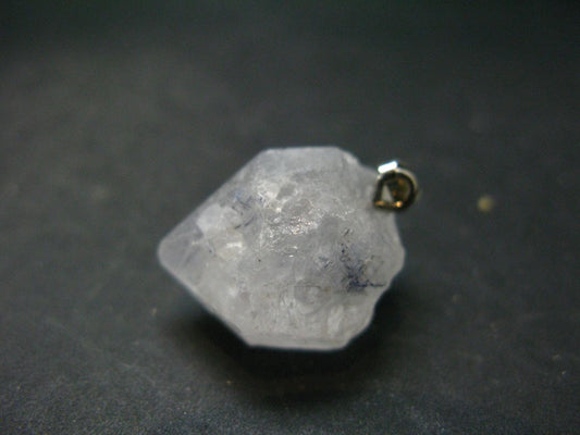 Dumortierite In Terminated Quartz Crystal Silver Pendant From Brazil - 1.0" - 6.14 Grams