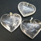 Set of 3 Natural Clear Quartz Crystal Heart Shaped Pendant From Brazil