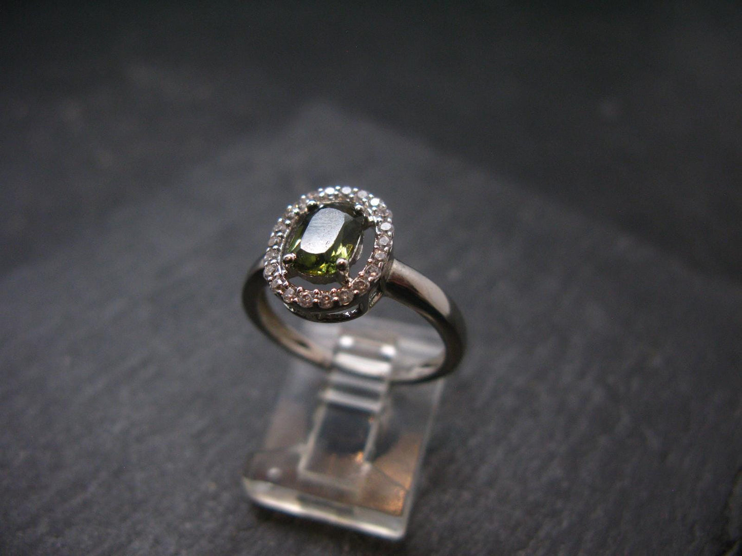Moldavite Sterling Silver Ring From Czech Republic - Size 7.25 - 2.44 Grams