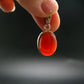 Gem from A Poem by Goethe!! Orange - Red Round Shape Carnelian Sterling Silver Pendant - 1"