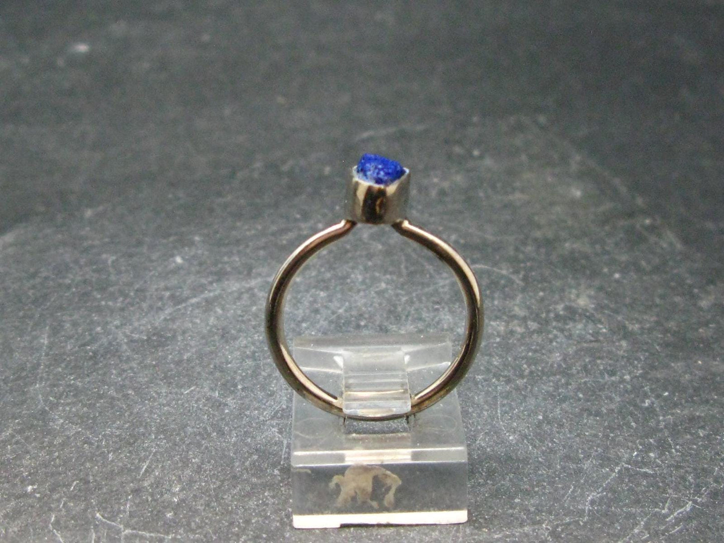 Royal Blue Rough Azurite Sterling Silver Ring - Size 6 - 1.90 Grams