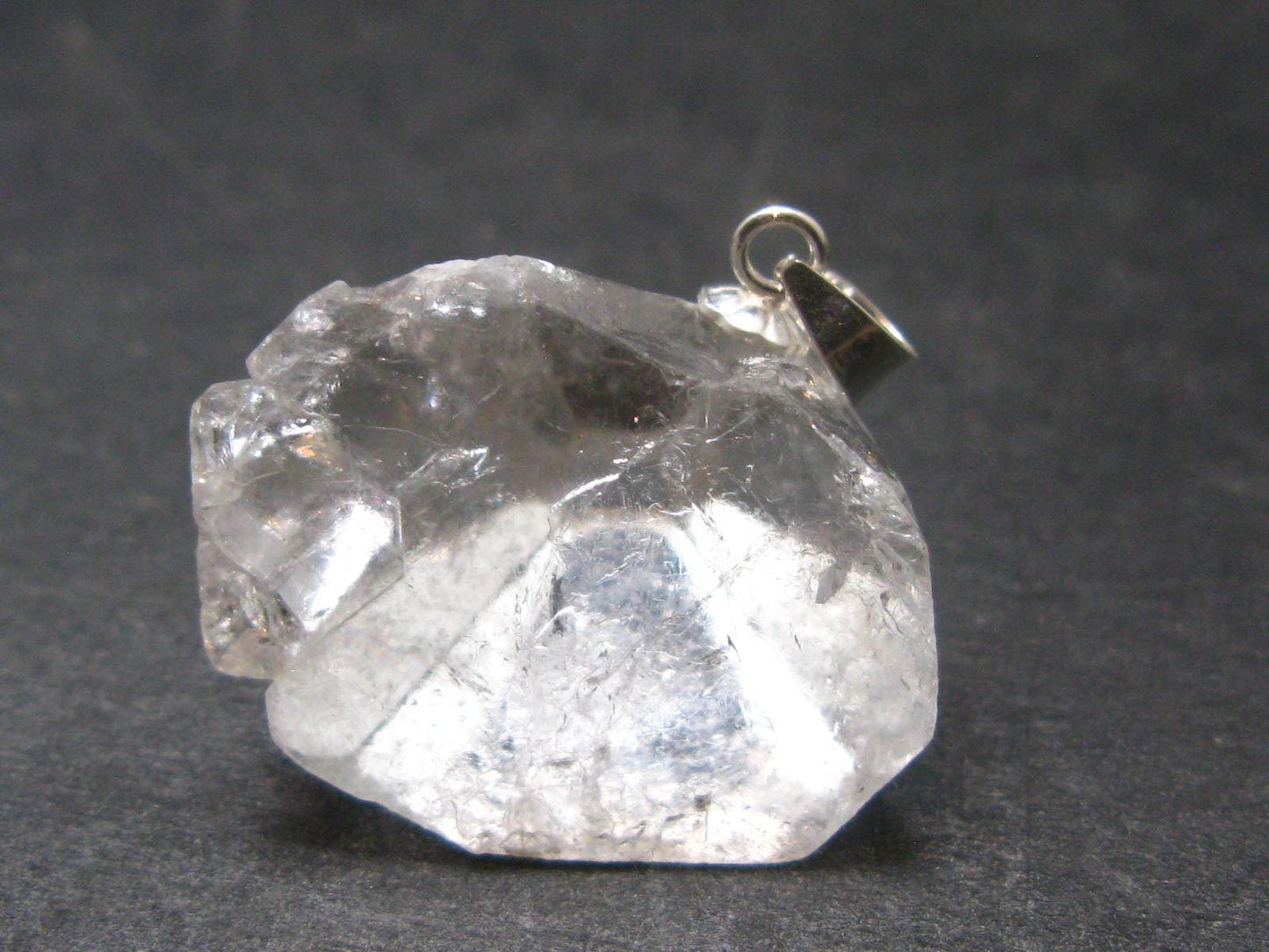 Clear Apophylite Apophyllite Crystal Silver Pendant From India - 1.0" - 5.21 Grams