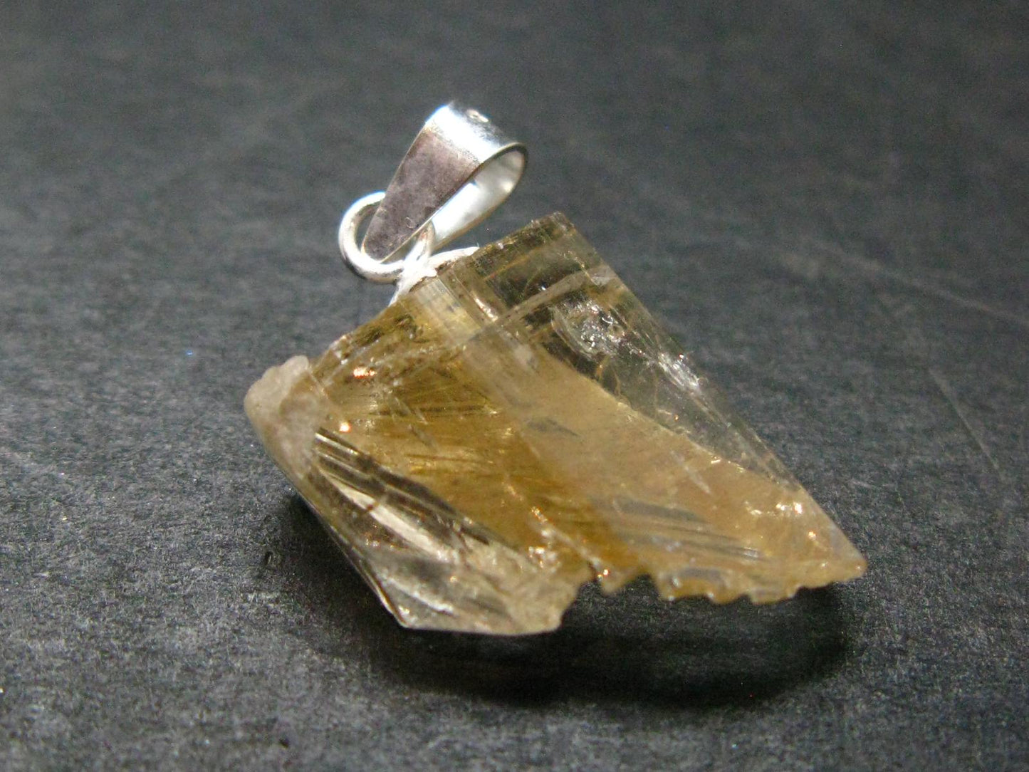 Natural Gemmy Imperial Topaz Crystal Pendant In Sterling Silver From Zambia - 0.9" - 1.66 Grams