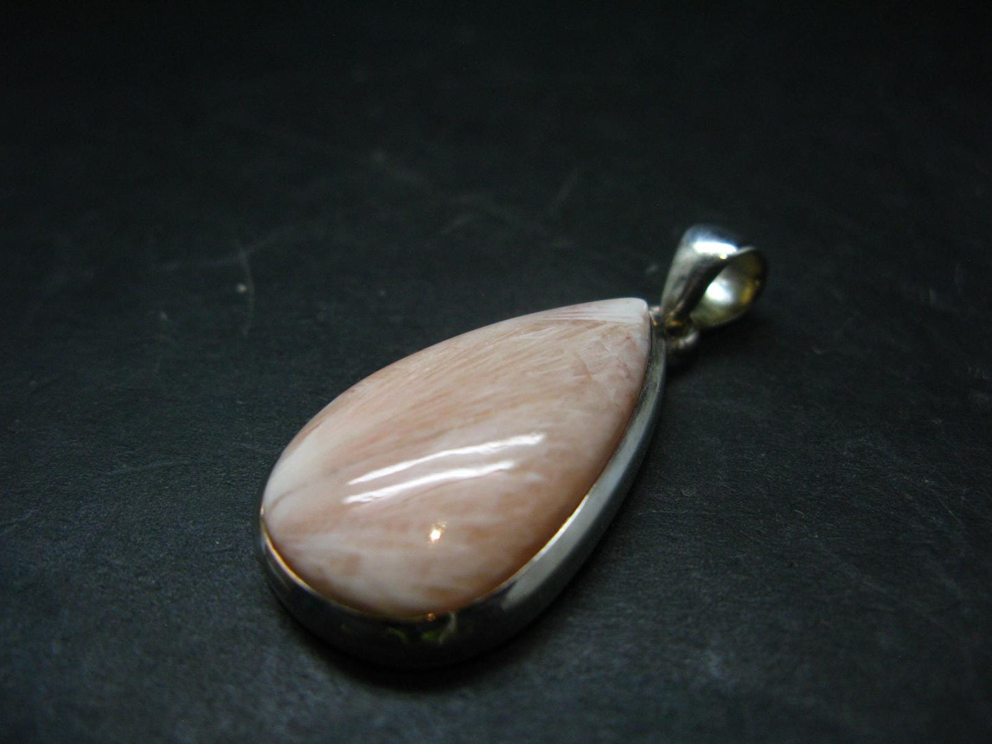 Pink Scolecite Sterling Silver Pendant From India - 1.6"