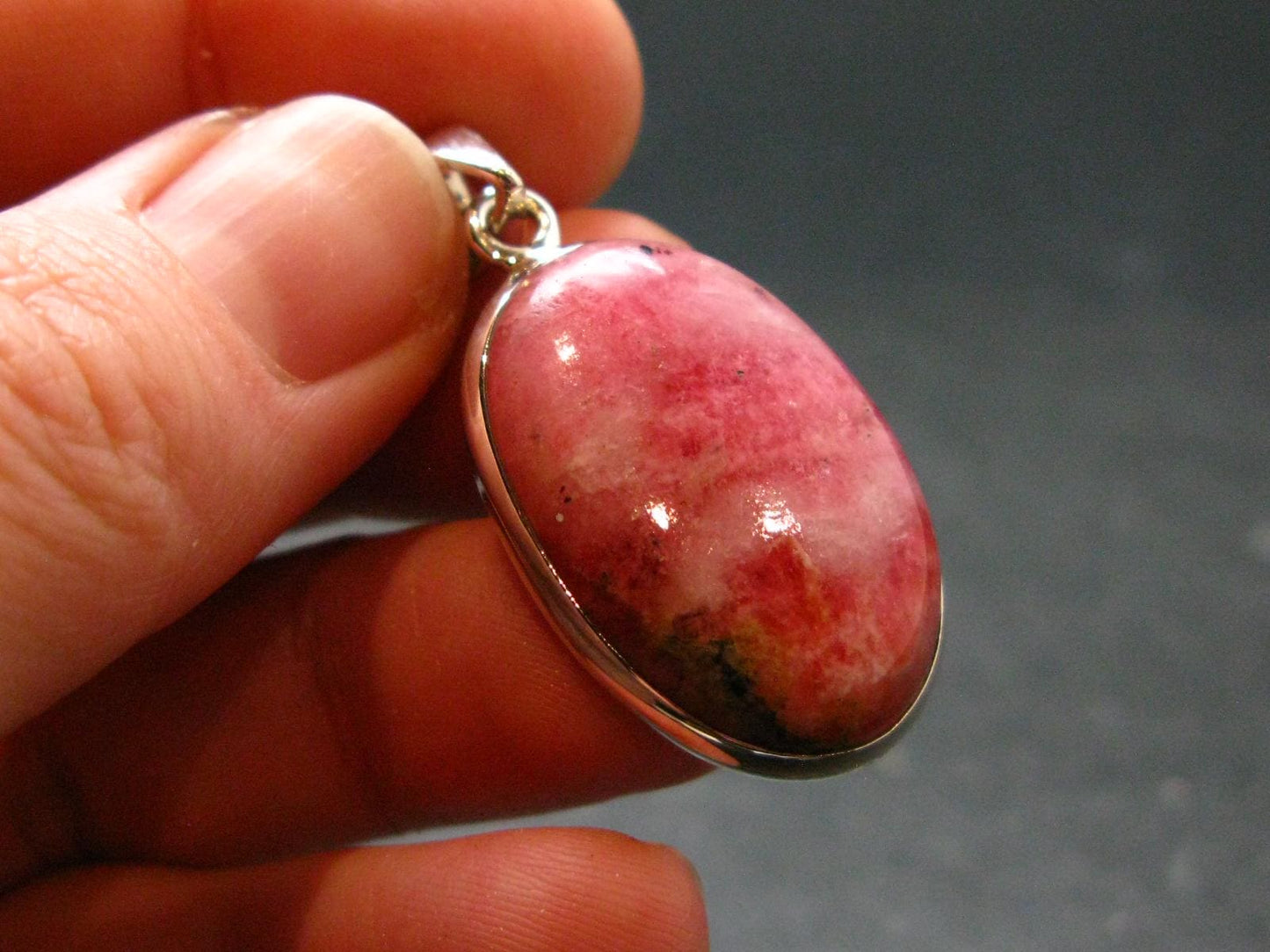 Rare Pink Tugtupite Sterling Silver Pendant From Greenland - 1.5" - 5.85 Grams