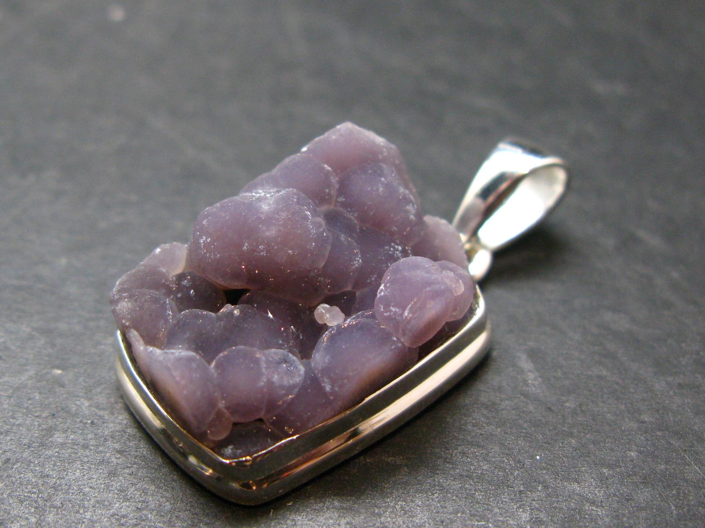 Purple Grape Agate Cluster Silver Pendant From Indonesia - 1.4" - 9.25 Grams