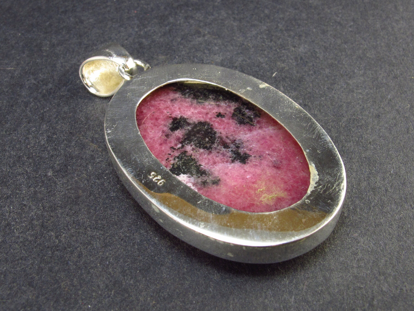 Pink Rhodonite Silver Pendant From Brazil - 2.2" - 23.0 Grams