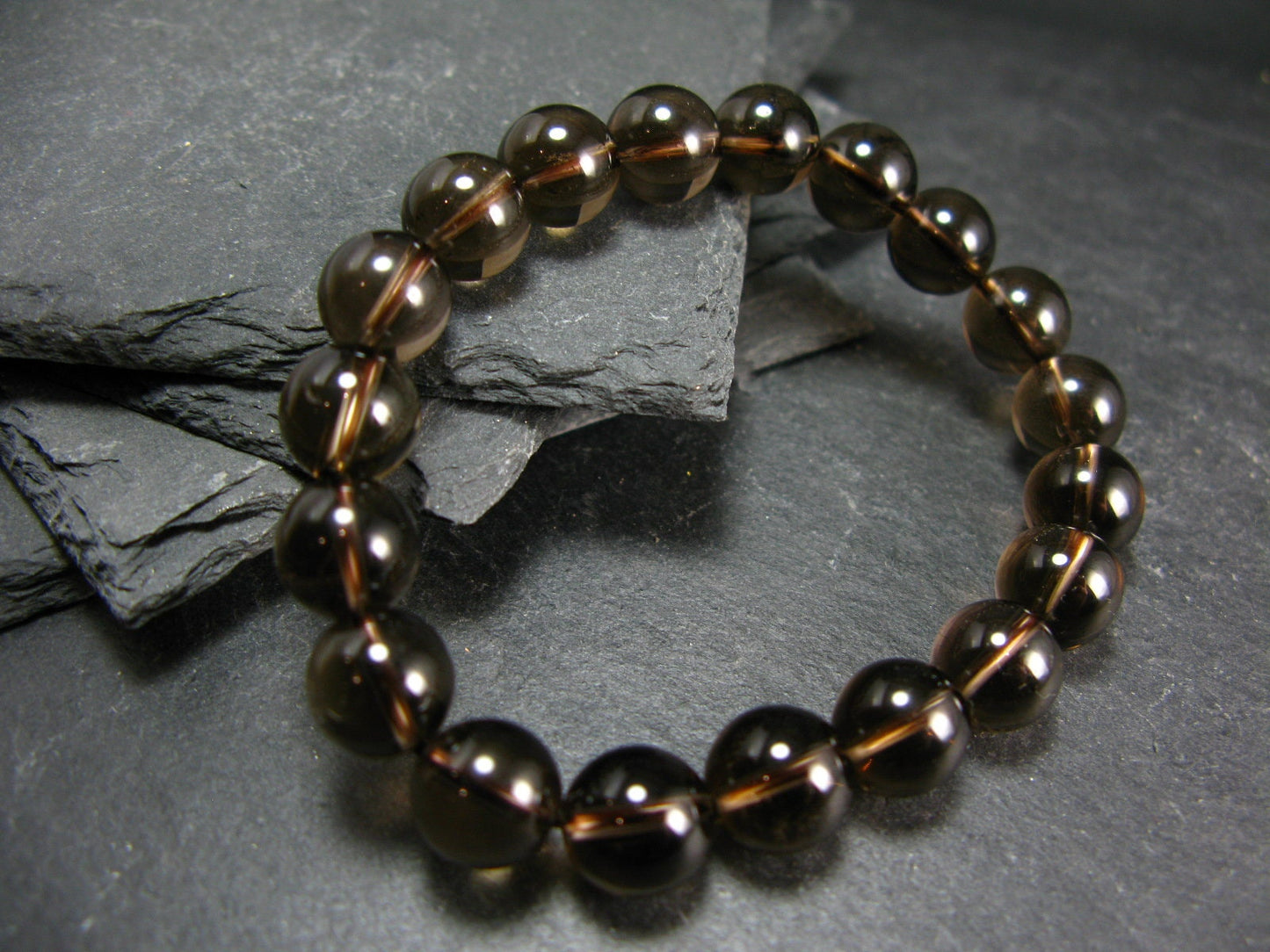 Smoky Quartz Genuine Bracelet ~ 7 Inches ~ 10mm Round Beads