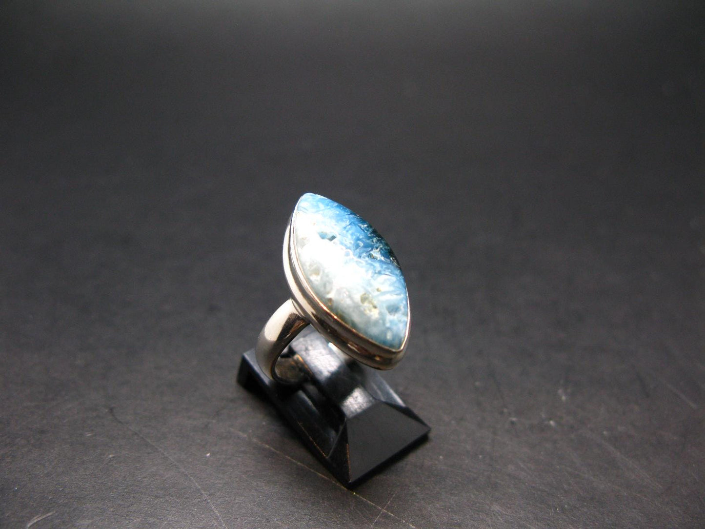 Blue Ice Glacierite Silver Ring from Indonesia - Size 5- 5.97 Grams