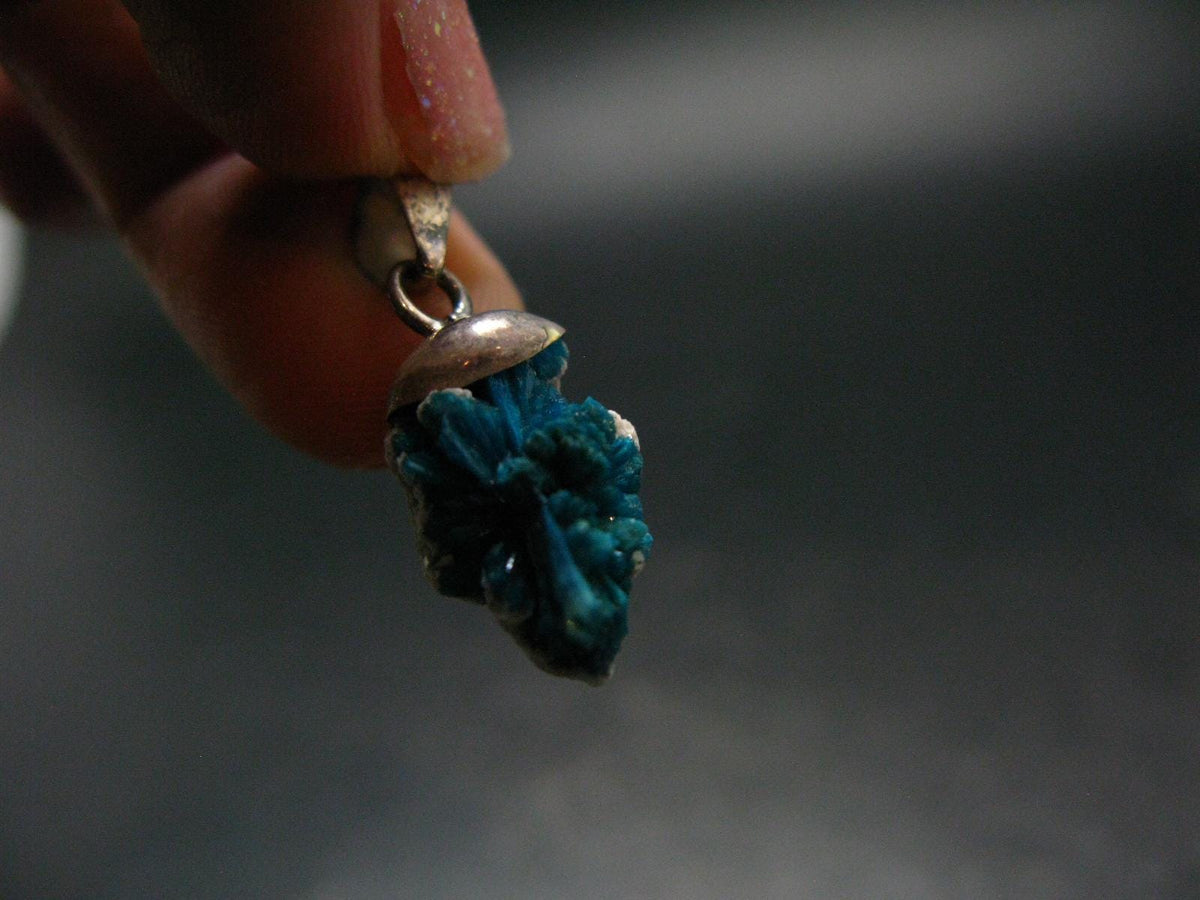 Cavansite Crystal Pendant In Sterling Silver From India - 1.0" - 1.38 Grams