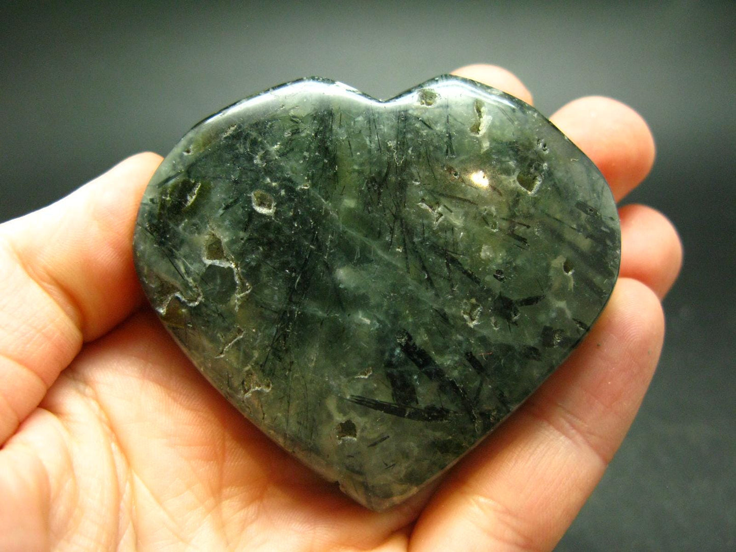 Unusual Green Prehnite Prenite & Epidote Tumbled Herat from Mali 2.1"