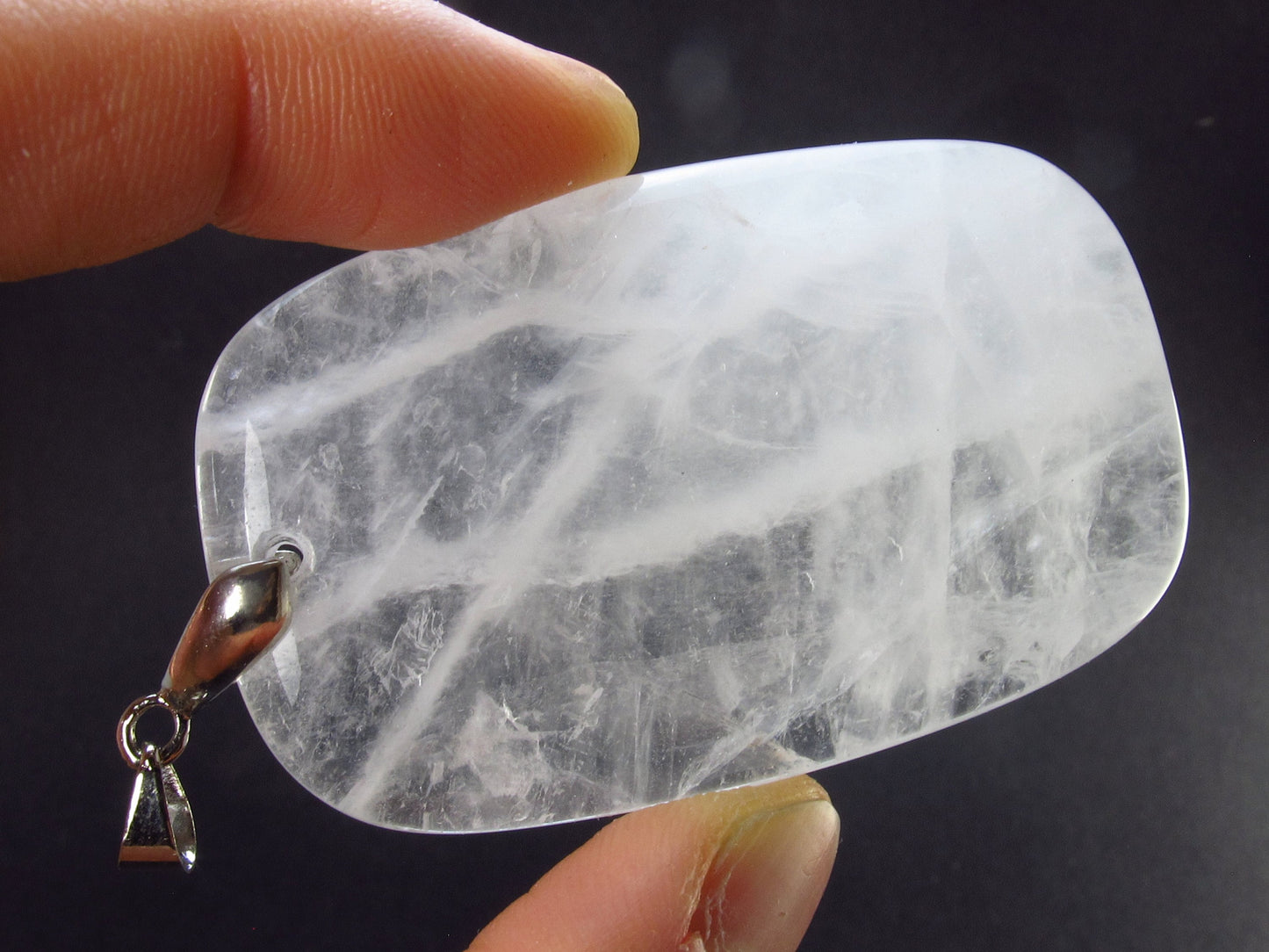 Set of 3 Natural Clear Quartz Crystal Pendants From Brazil