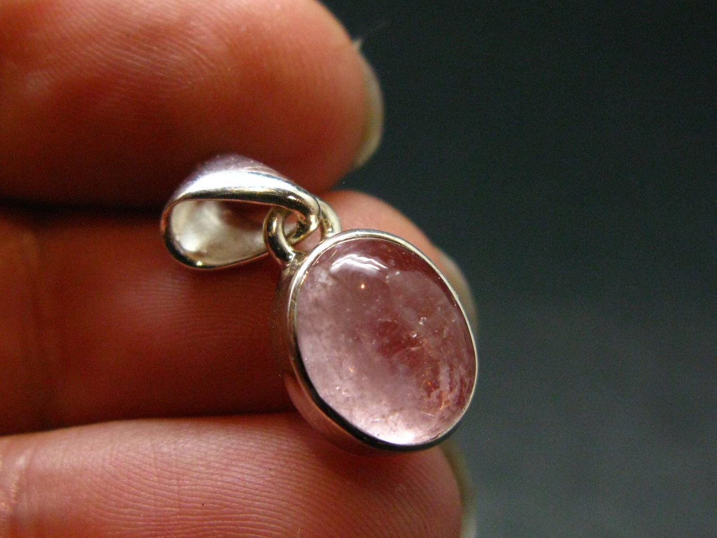 Pink Morganite Silver Pendant From Brazil - 0.8" - 1.96 Grams