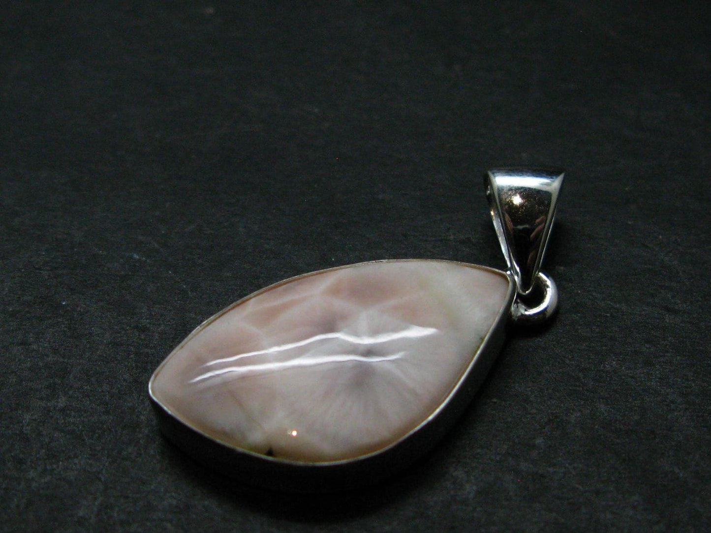 Natrolite Silver Plated Pendant Necklace From Indonesia - 1.3" - 3.31 Grams