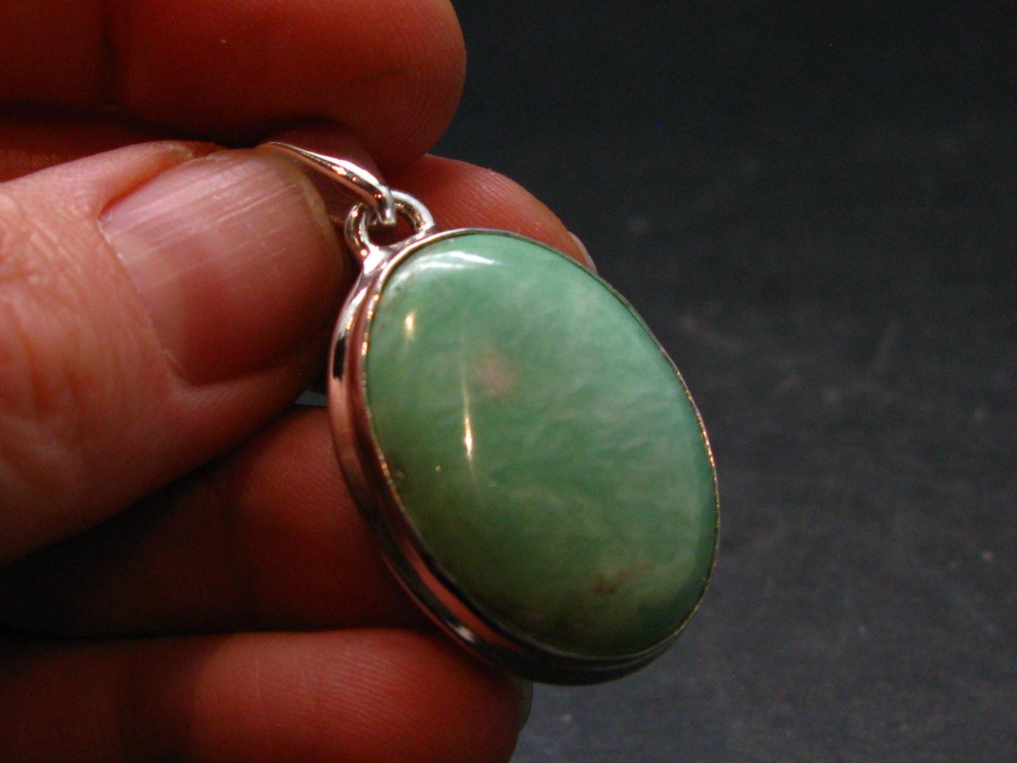 Rare Variscite Silver Plated Pendant from Utah - 1.4" - 6.00 Grams