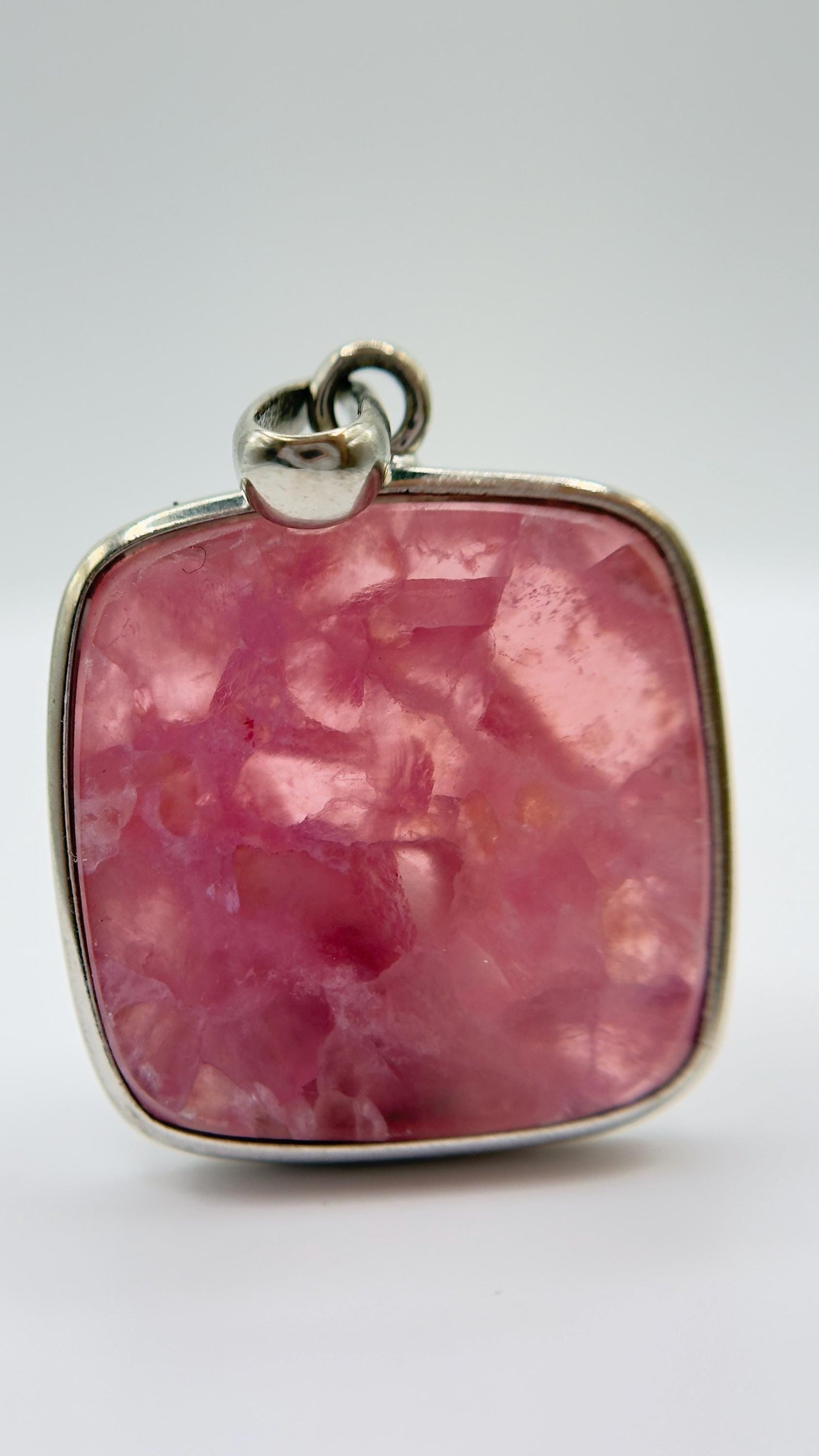 Cobalto Calcite Pendant Pink Gemstone Silver Necklace Natural Crystal Jewelry Healing Stone Gift