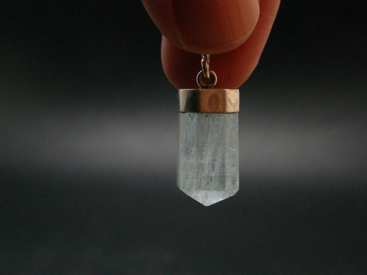 Stunning Genuine Aquamarine Gem Sterling Silver Pendant From Pakistan - 1.1" - 2.84 Grams
