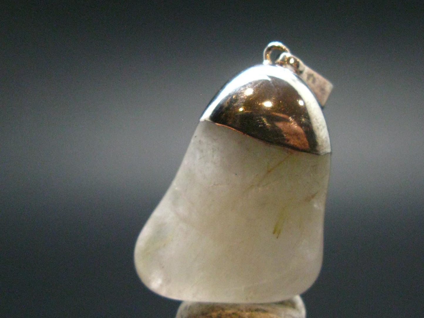 Rutilated Quartz Silver Pendant From Brazil - 1.5"