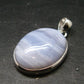 Rare Blue Lace Holly Chalcedony Agate Silver Plated Pendant From Malawi - 1.5" - 8.4 Grams