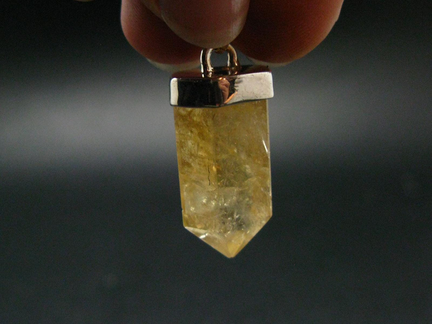 Yellow Citrine Sterling Silver Pendant from Brazil - 1.4" - 7.12 Grams