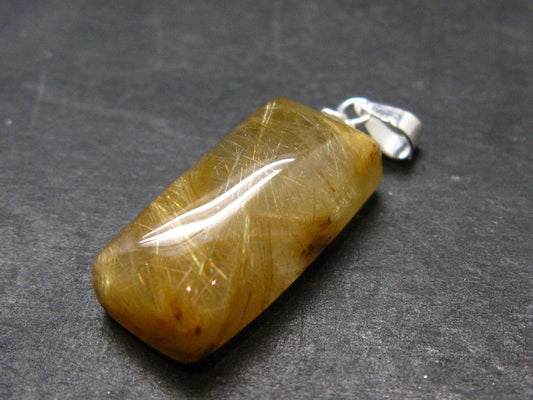 Rutilated Quartz Silver Pendant From Brazil - 1.1" - 3.85 Grams