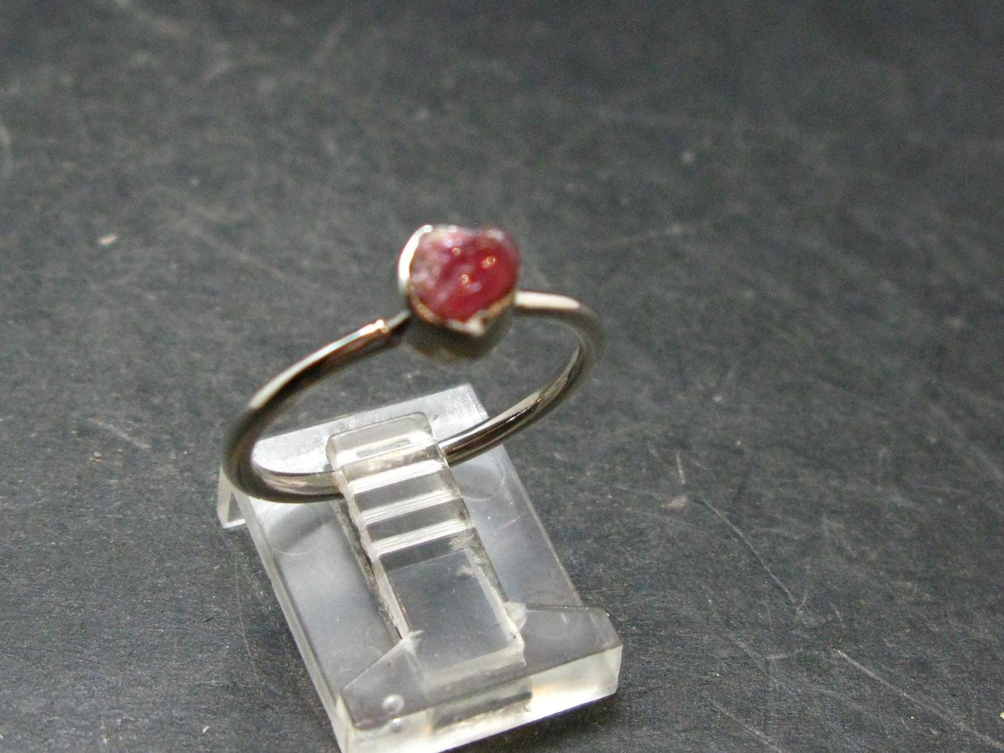 Bixbite Red Emerald Beryl Silver Ring From Utah USA - Size 8 - 1.86 Grams