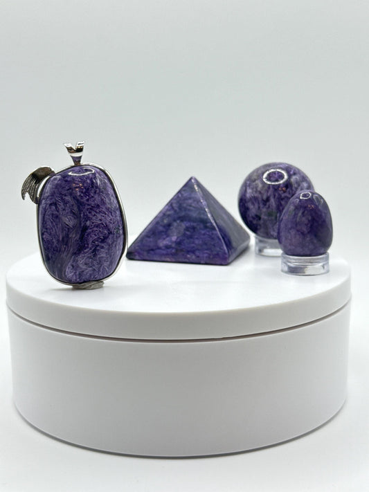 Charoite Sterling Silver Pendant – Angel Wing Accent - 16.47 Grams