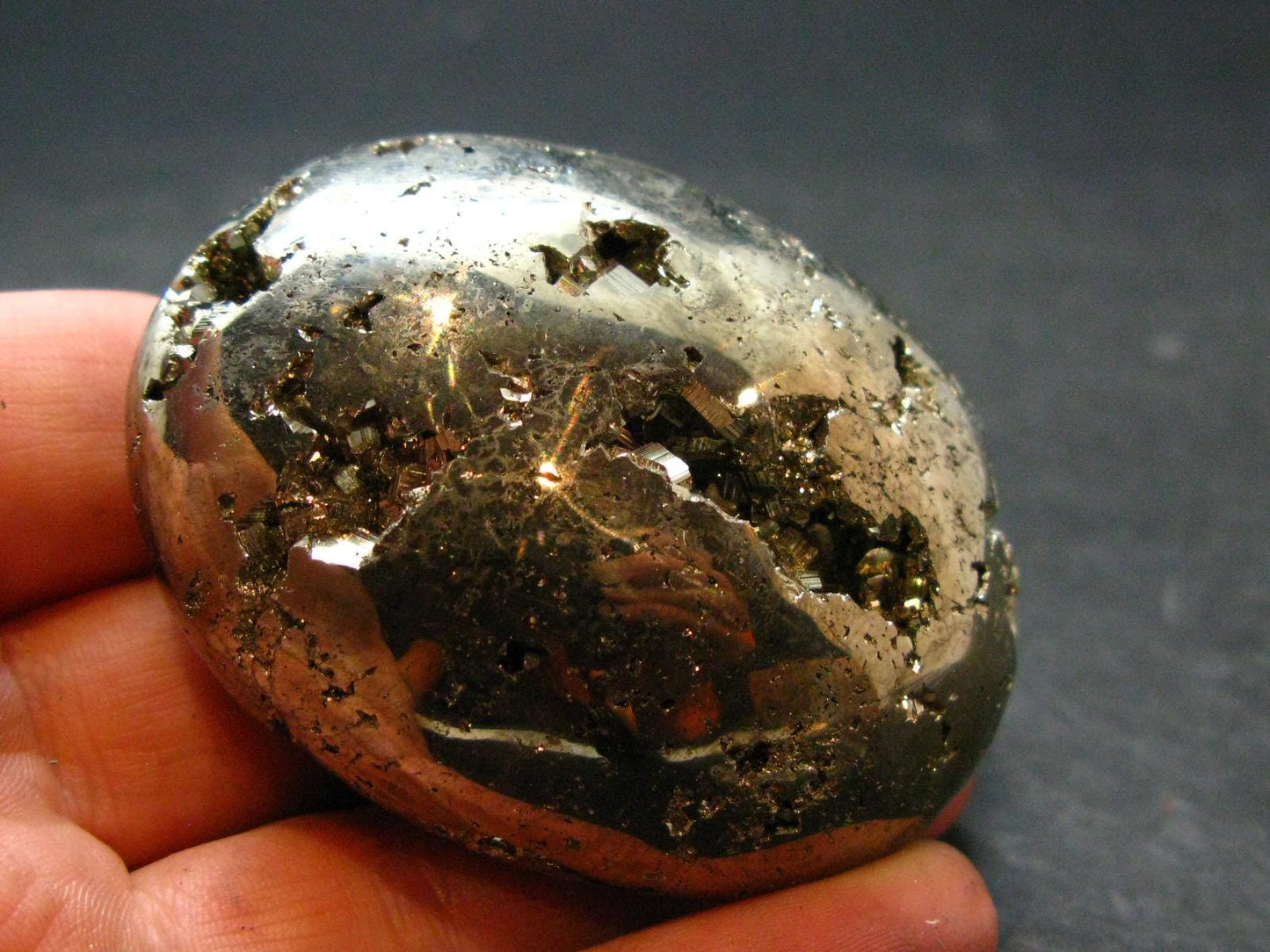 Pyrite Crystallized Tumbled Stone From Peru - 2.1" - 133.83 Grams