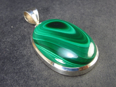 Queen of Green!! Genuine Vivid Vibrant Green Malachite Sterling Silver Pendant - 2.1" - 24.5 Grams