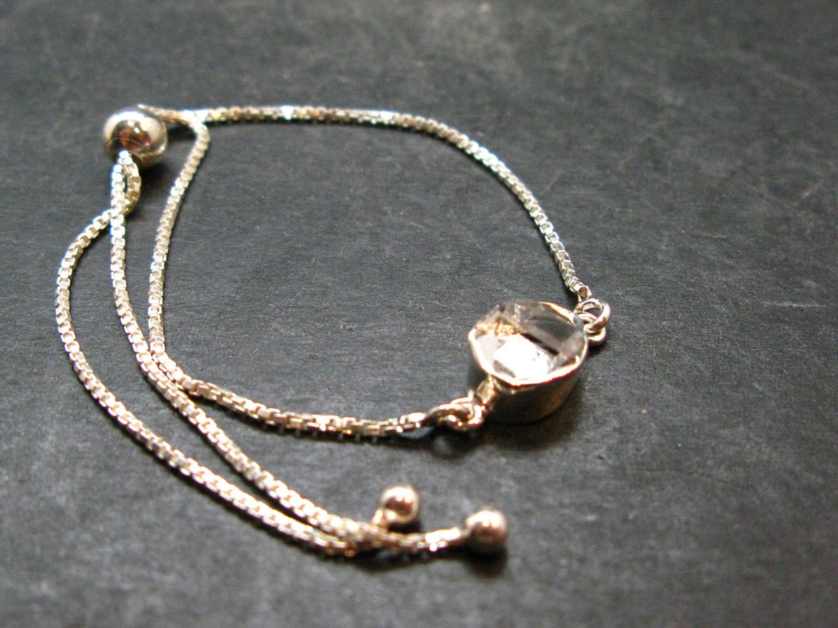 Herkimer Diamond Quartz Silver Bracelet Adjustable Length - 3.07 Grams