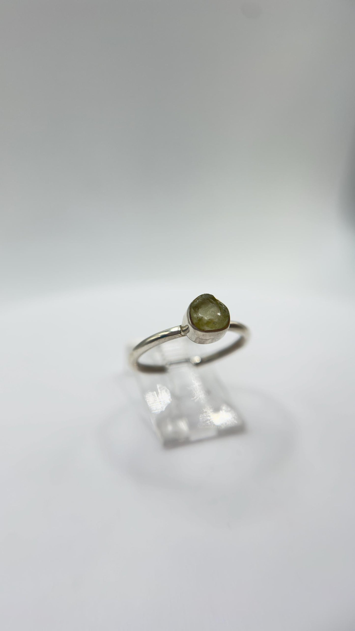 Chrysoberyl Raw Stone Ring Gemstone Silver Minimalist Jewelry Natural Crystal Gift - Sizes: 6, 7, 8