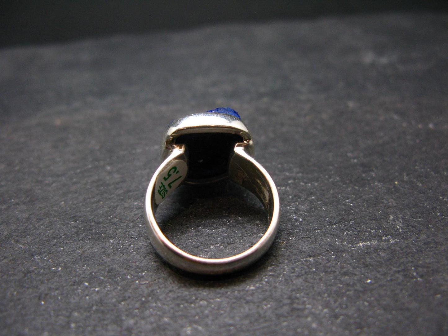 Royal Blue Rough Azurite Sterling Silver Ring - Size 7.5 - 8.33 Grams