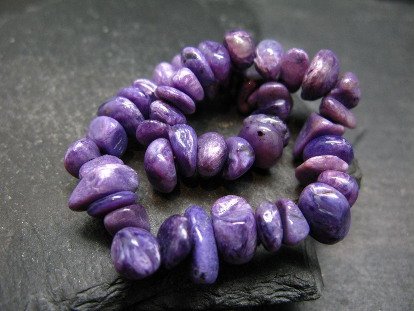 Charoite Genuine Bracelet ~ 7 Inches ~ 10mm Tumbled Beads
