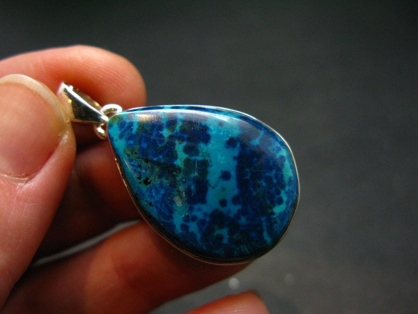 Shattuckite Silver Pendant from Namibia - 1.4" - 7.36 Grams