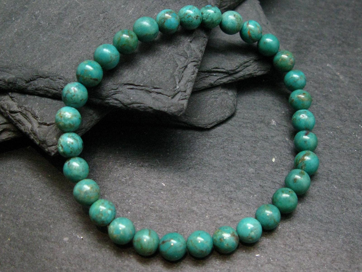 Turquoise Genuine Untreated Bracelet ~ 7 Inches ~ 6mm Round Beads