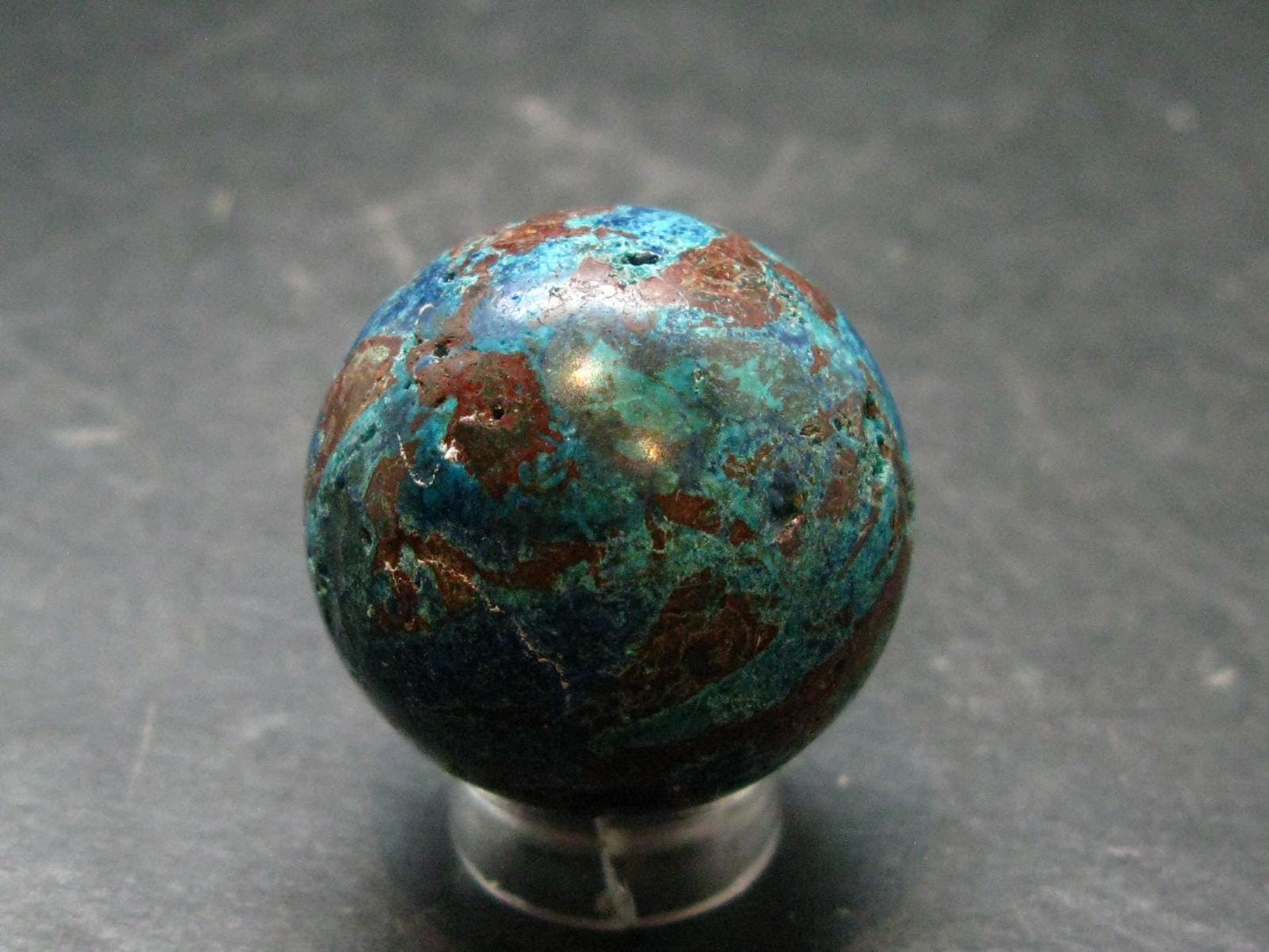 Quantum Quattro Sphere - Malachite Shattuckite Chrysocola Dioptase - 1.1" - 25.19 Grams