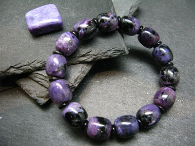 Charoite Genuine Bracelet ~ 7 Inches ~ 12mm Barrel Beads