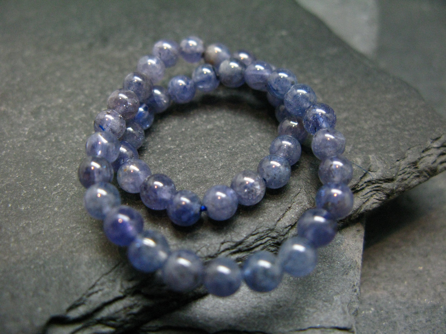 Tanzanite Genuine Bracelet ~ 7 Inches ~ 4mm Round Beads